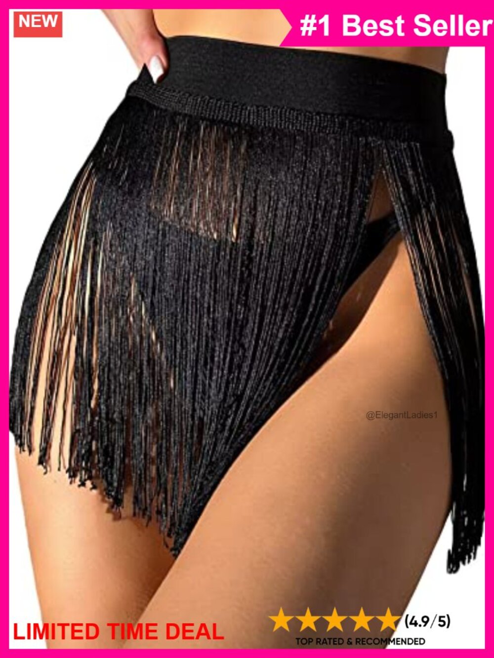 High Waist Fringe Trim Mini Skirt